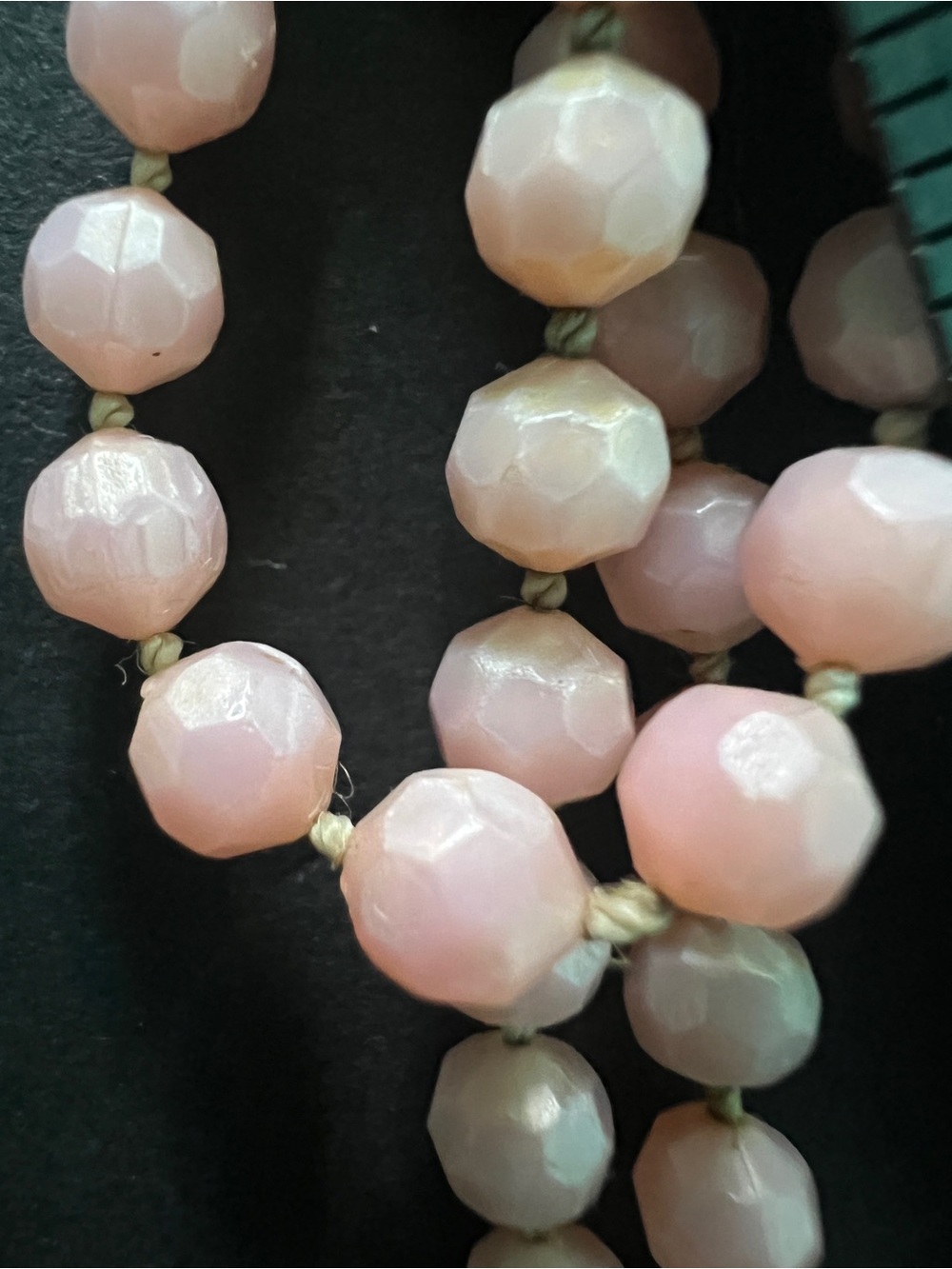 Vintage pink semi transparent light pink faceted beads strand
